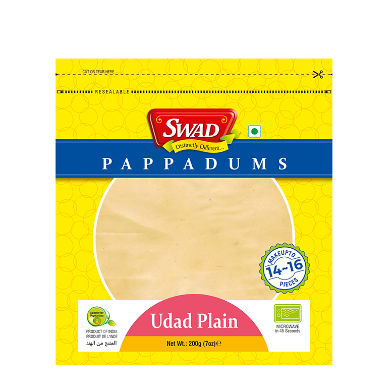 Swad Papad Udad Plain 200g, 80 Count