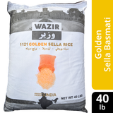 Wazir Premium Basmati 1121 Golden Sella Rice, 40lb/18.1kg