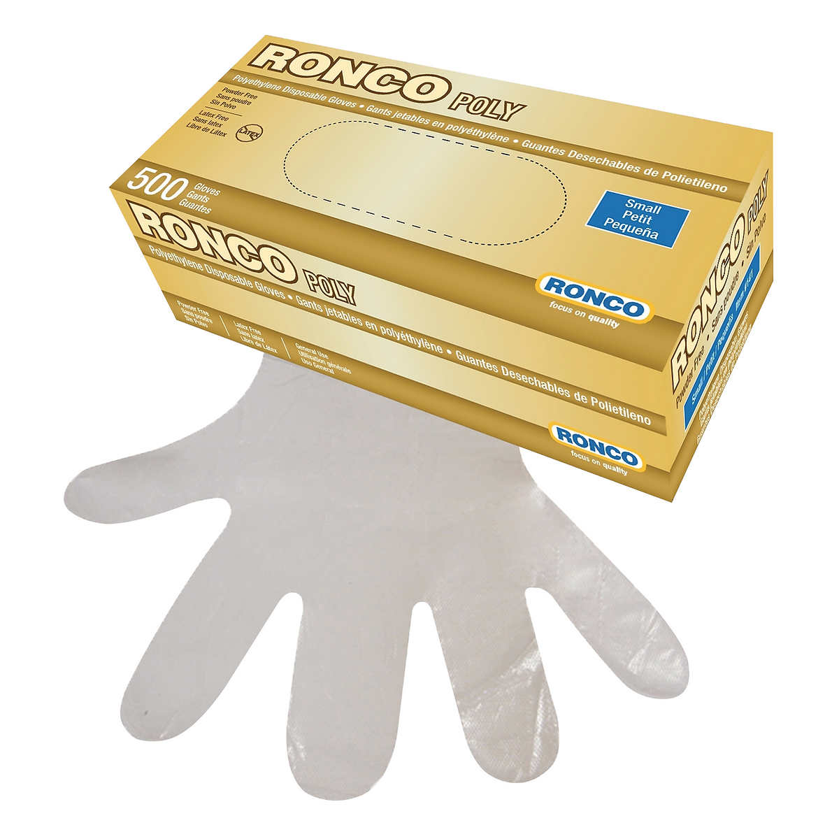 Ronco Poly Gloves Small, 500/box