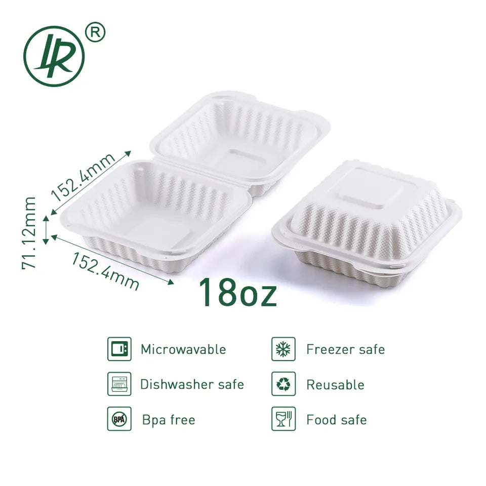 LR EP-61 Hinged PP Take-Out 6in 6x6x2.8 - 250pk