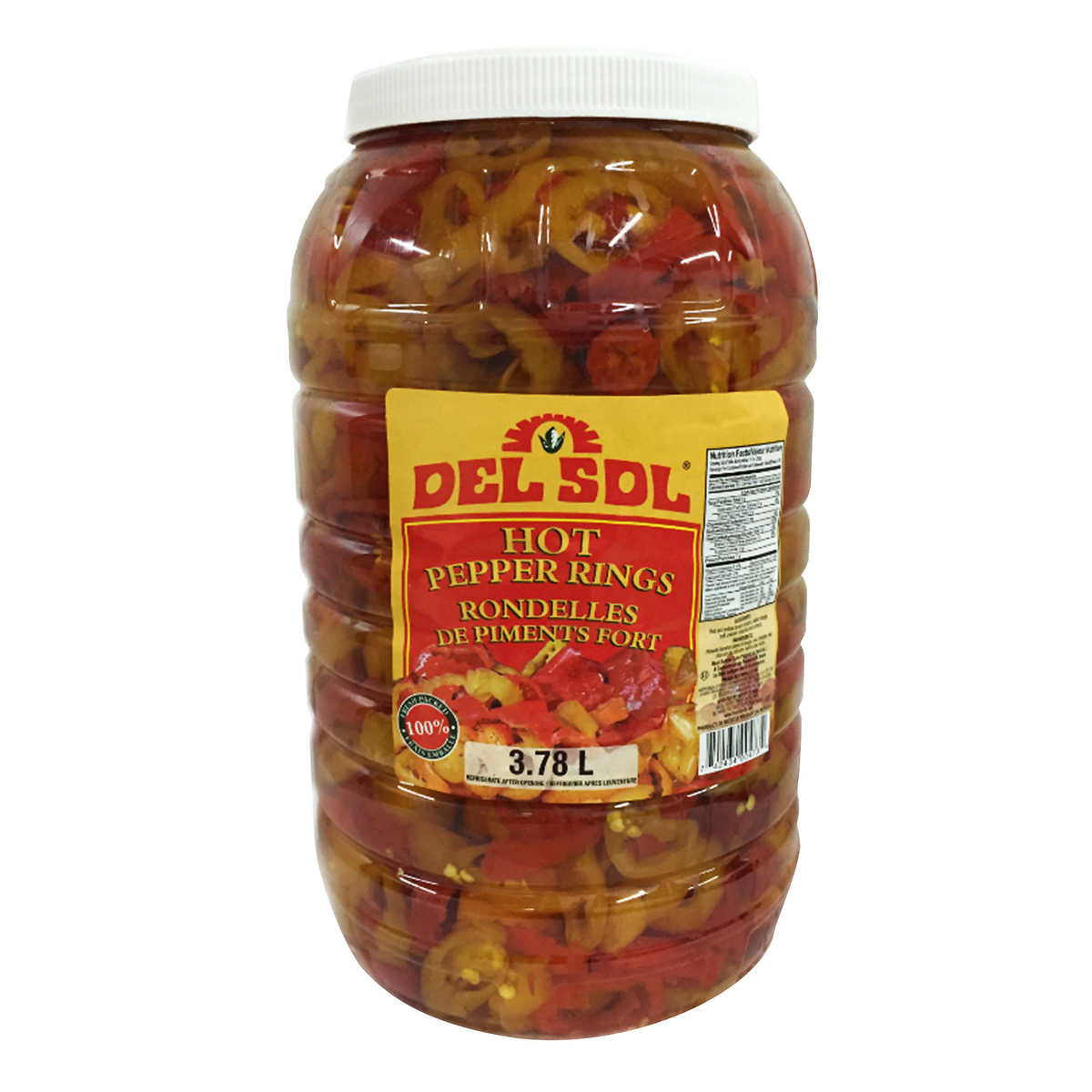 Del Sol Hot Banana Pepper Rings 3.78L, 4 Count